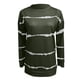 thumbnail image 4 of Gibobby Sudadera con forro polar Mujer Sudadera informal con cuello redondo para mujer, suelto de manga larga con rayas sólidas (Verde, L), 4 of 5