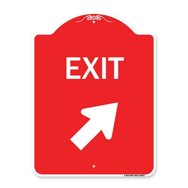 SignMission A-DES-RW-1824-24031 18 x 24 in. Designer Series Sign - Exit Sign Exit with Right Arrow, Red & White
