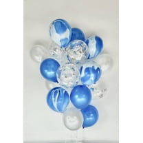 Sweet Moon 16 Piece Latex Balloons Bouquet - Baby Shower, Bridal Shower, Eid, and Ramadan Party Decoration (Blue Agate Marble)