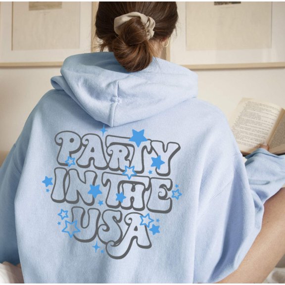 PARTY IN THE USA Front Back Graphic Unisex Fleece Hooded Sweatshirt