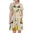 thumbnail image 1 of Balery Gnomes Bees And Sunflowers Vestidos sueltos de manga corta para mujer, vestidos de verano 2025, vestidos casuales de corte A con vuelo., 1 of 6