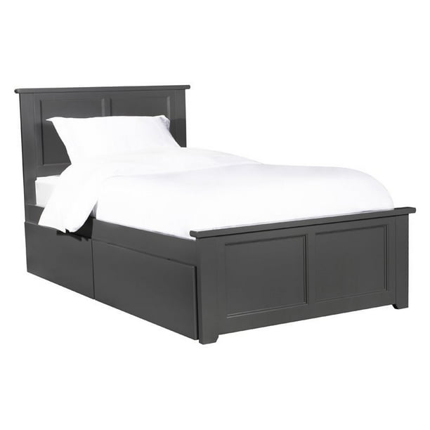 Leo & Lacey Twin XL Platform Bed with Footboard and 2 Urban Bed Drawers
