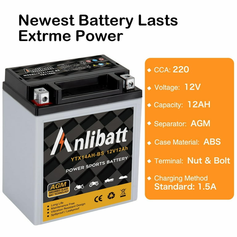 Mighty Max YTX14-BS GEL Battery – 12V 12AH, 200 CCA – Replacement For Kawasaki ZX12R 2000-2006, Maintenance-Free 4 thumbnail image