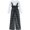 thumbnail image 3 of Peacolate 5-14T Little Big Girls Clothing Set 2pcs White Shirt and Overalls, 3 of 4