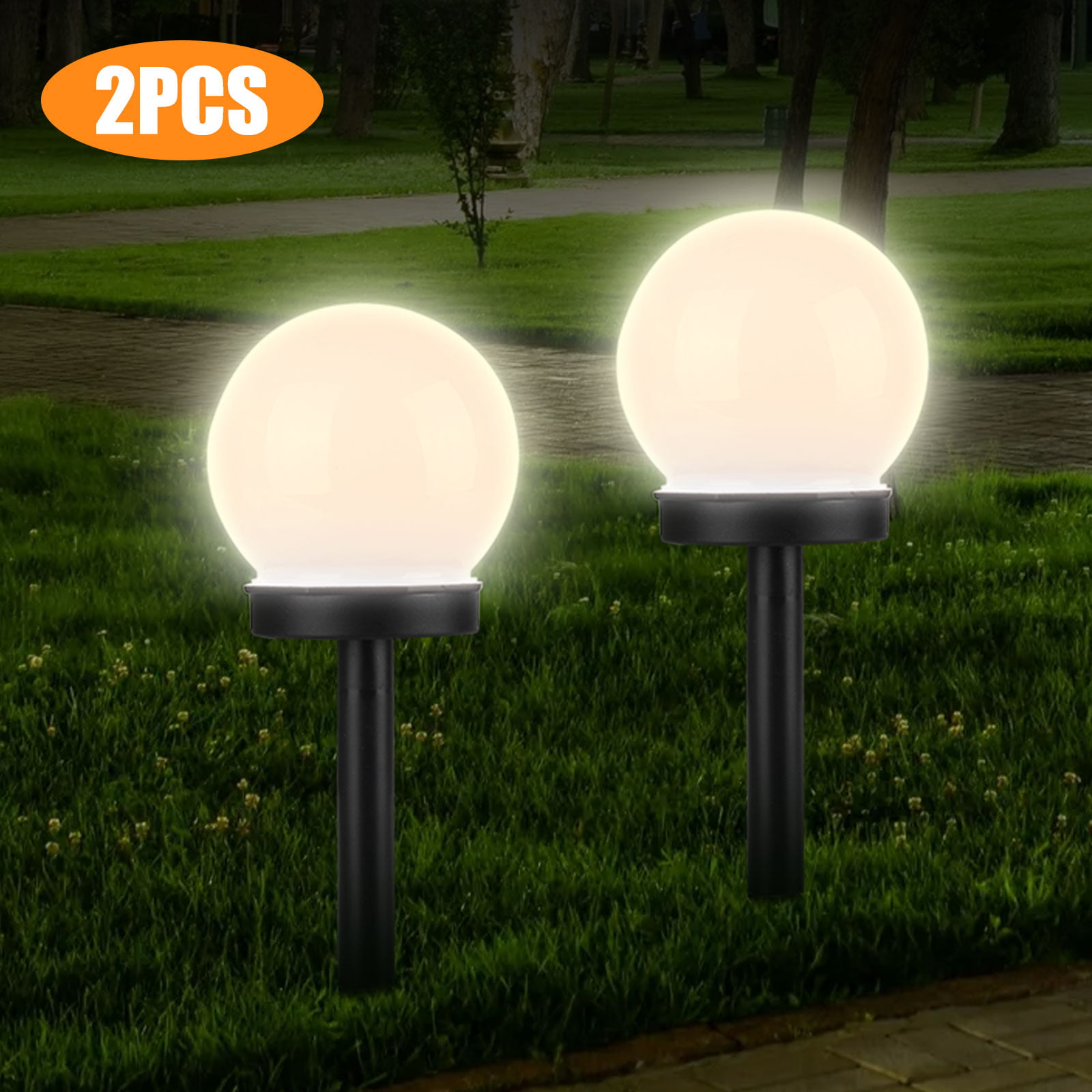 LED Solar Outdoor Decoration Light Glass Sphere Stand Lamp Garden lights bronze 