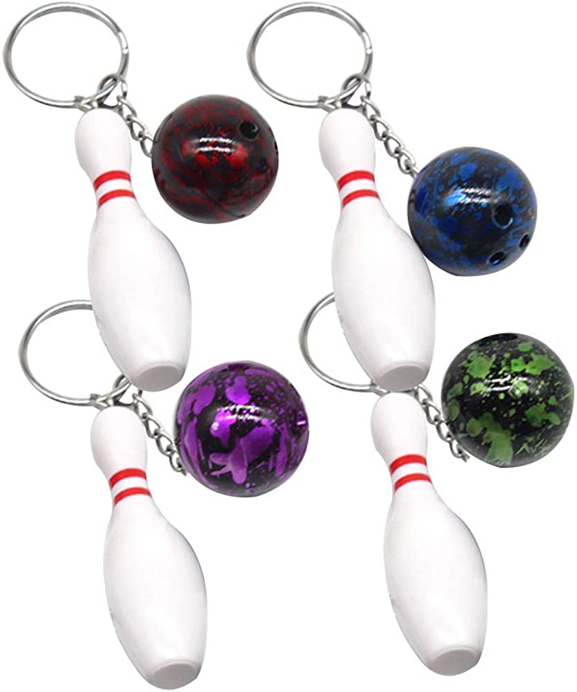 Zjrui 4pcs Bowling Accessories Bowling Pin Keychains, Keychain Bowling