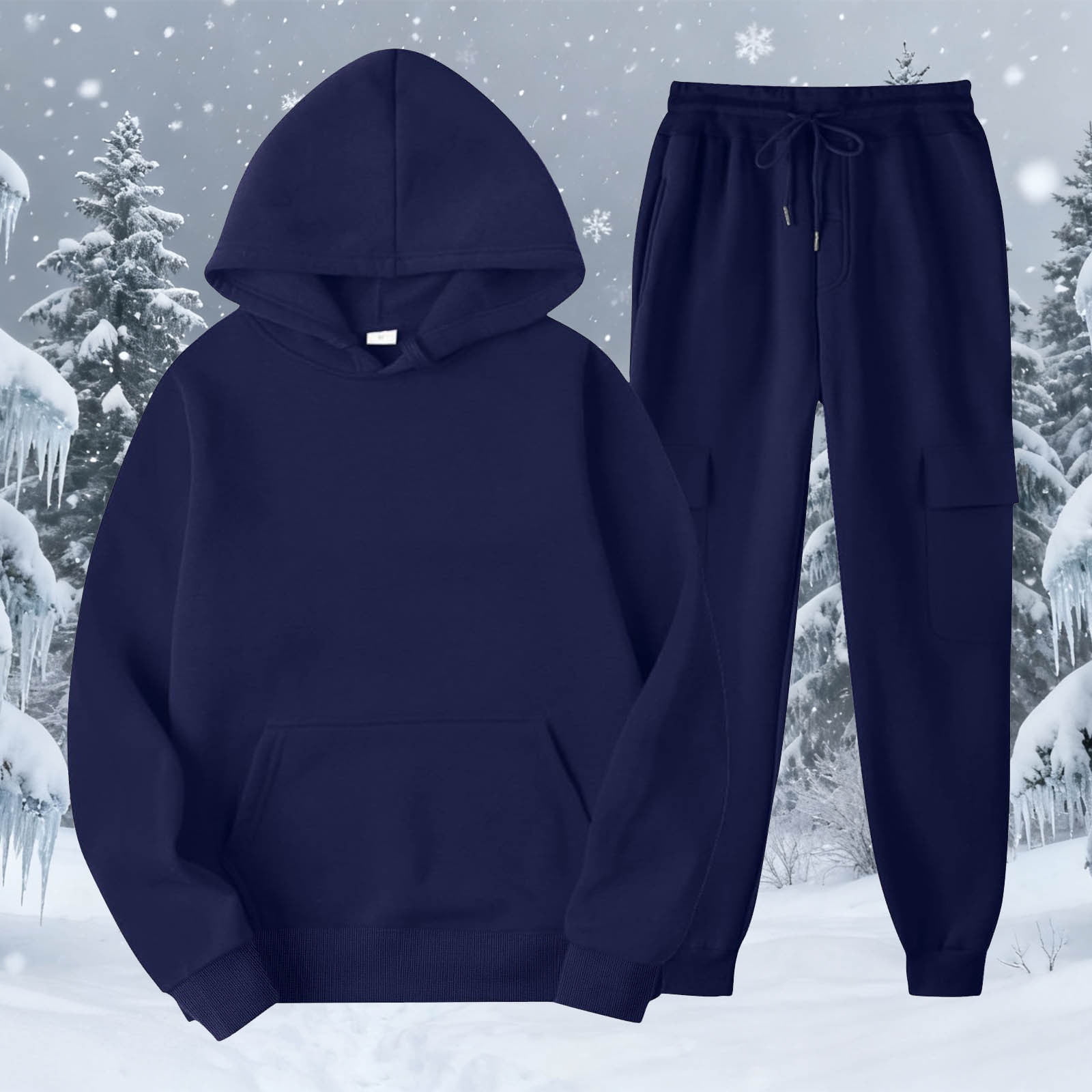 Bloomae Fashion Hoodie Sweatsuits Women 2 Piece Jogger Outfits Lounge Two Piece Sets Hooded Pullover Sweatshirts Sweatpants Lightweight Hoodies Tracksuits with Pockets Navy L