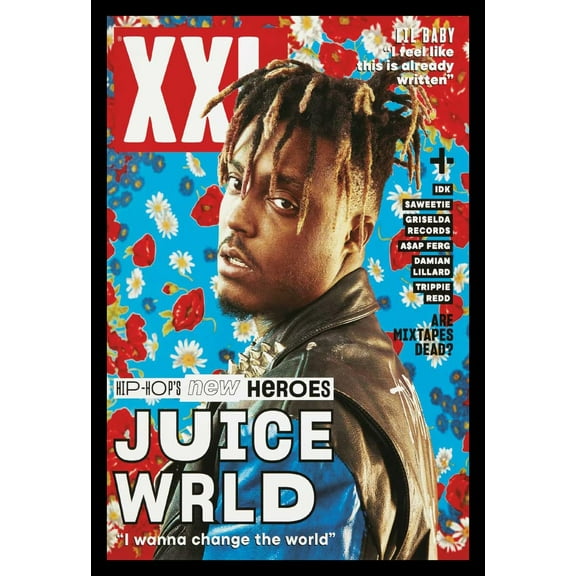 BUY ART FOR LESS Officially Licensed Juice Wrld - Xxl Change The World 24 x 36 Inch Framed Poster - Sturdy Engineered Wood Frame with Plexi Glass - Ready To Hang