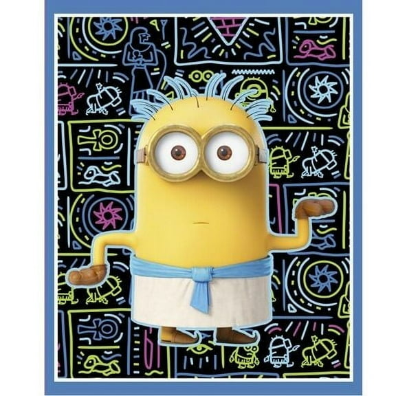 Despicable Me Blue Egyptian Minion 100% Cotton Fabric By The Panel 25" x 43"