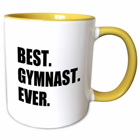 3dRose Best Gymnast Ever - fun gift for talented gymnastics athletes - text - Two Tone Yellow Mug, (Best Christmas Gifts For Athletes)