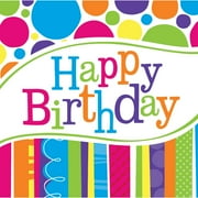 Party Central Club Pack of 216 Blue and Pink "Happy Birthday" 2-Ply Disposable Beverage Napkins 5"