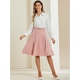 thumbnail image 2 of DARING DIVA Women's Belted Waist Pleated Skater Short Skirts S Pink, 2 of 6