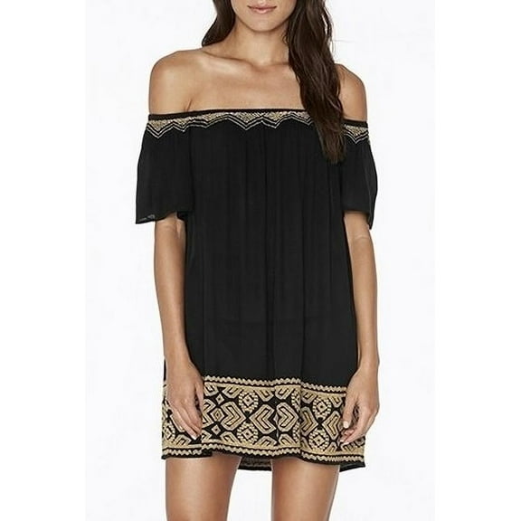 L*Space BLACK Jasper Embroidered Tunic Cover-up, US Large