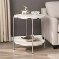 thumbnail image 3 of Bowery Hill Round Faux Stone End Table in Chrome-Faux Travertine, 3 of 3