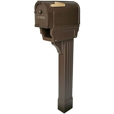 Postal Pro All-in-One Mailboxes and Post Combo Kit in Bronze - mailboxes for Outside - Large Mailbox - Mailbox in Bronze with Gold Lettering.