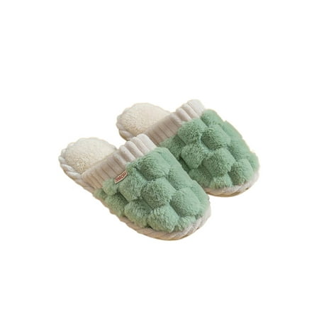 

Ymiytan Mens House Shoes Winter Warm Plush Slippers Fluffy Fuzzy Slipper Indoor Home Shoe Breathable Slip On Green 5.5-6