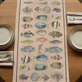 thumbnail image 5 of Table Runners 72 Inches Long Dress Scarves, Ocean Fishes Farmhouse Kitchen/Dining Table Runner, Coffee Tablerunners, Retro Tropical Coastal Animal Brown 14x72 Inch, 5 of 9