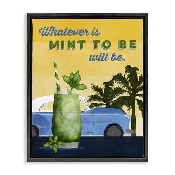 Stupell Industries Eclectic Mint To Be Cocktail Black Floating Frame Canvas Art, 17 x 21, by Brett Blumenthal