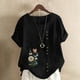 thumbnail image 2 of Vestidos Casuales Para Mujer, Blusas De Mujer De Moda Blusa tipo túnica informal de lino con estampado de peces del océano y botones de manga corta para mujer, 2 of 4