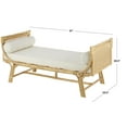 thumbnail image 3 of DecMode Rattan Wrapped Bench with White Fabric Seat and Side Cushions, Light Brown, 3 of 9