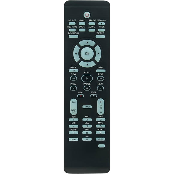 Mando a distancia DVDR3475/37 para grabadora de DVD Philips compatible con DVDR3475 DVDR3437 DVDR3475/37B