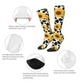 thumbnail image 3 of Xecao Cow Print Sunflower print thigh-high socks, crafted for both men and women with a stretchy, high-opaque design perfect for daily wear, 3 of 6