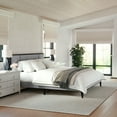 thumbnail image 5 of Martha Stewart Jett King Size Solid Wood Platform Bed with Upholstered Base and Inset Paneled Headboard, Wood Slat Bottom, No Box Spring Needed, Brown Gray/Gray, 5 of 11