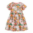 thumbnail image 3 of Pejock 1-7 Years Baby Girls' Cotton Dresses Kids Pageant Flower Girl Dress Baby Boys Girls Easter Lovely Bunny Candy Color Short Sleeve Dress, 3 of 6