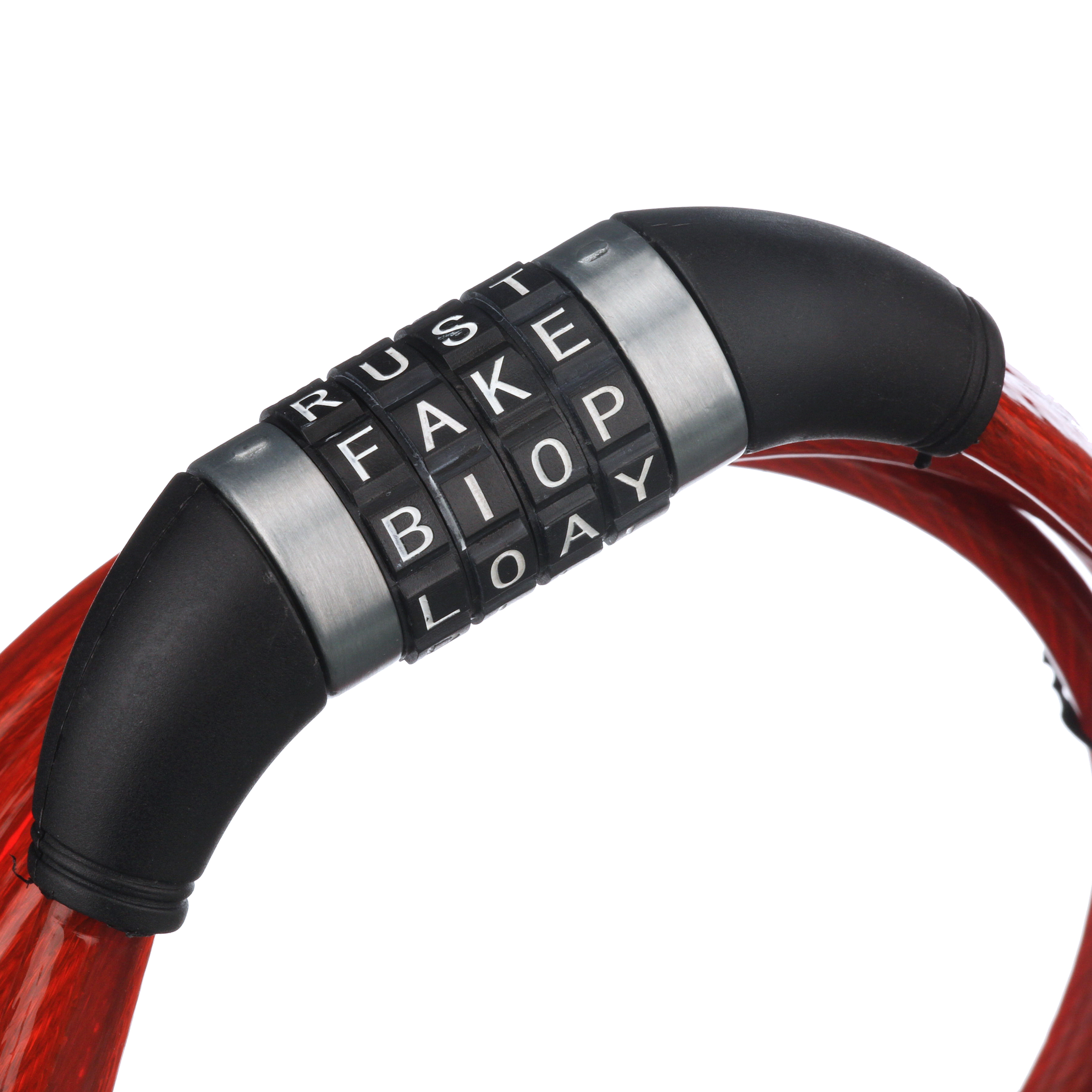 Wordlock Triple Core Bike Lock, 6ft x 12mm Resettable Steel Cable Lock, Red