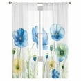 thumbnail image 3 of Blue Yellow Spring Floral Sheer Curtains 72 Inches Long 2 Panels Set, Window Sheer Curtains for Living Room/Bedroom, Summer Botanical Watercolor Light Filtering Rod Pocket Curtain 52'' x 72'' x 2, 3 of 7