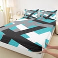 thumbnail image 3 of Manfei Modern Geometric Bed Sheets,Stripe Lines Pattern King Sheets,Gray Black Blue Sheet Set For Girl Boys,Super Cozy Room Decor,4 Pieces, 3 of 7