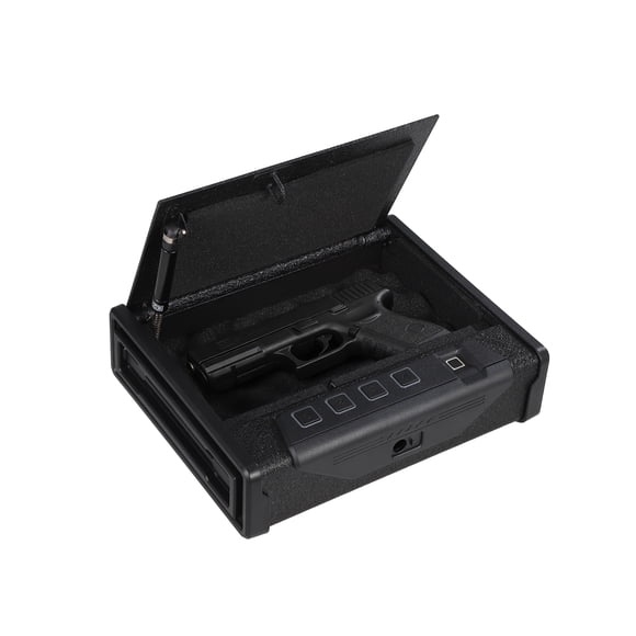 Yiwa Gun Safe for Pistols, 3-Way Quick Access Biometric Safe with Fingerprint, Digital Keypad, and Key, Handgun Pistol Safe with Built-In Light for Cloakroom, Bedroom, or Living Room