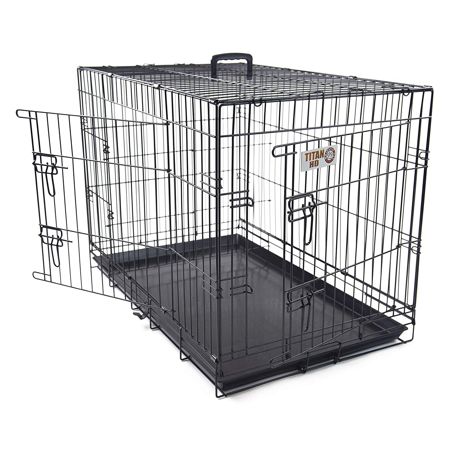 Majestic Pet Double Door Pet Crate, Black, Medium, 36"L