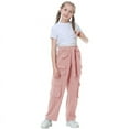 thumbnail image 4 of Rolanko Girl's High-Waisted Cargo Pants: Multiple Pockets, casual daily sports and dancing., 4 of 6