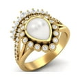 thumbnail image 2 of Tiara Ring 925 Sterling Silver Gold Vermeil 1.66 Cts Pear Shape Pearl Solitaire Wedding Crown Mother's Day Gift Ring for Women, 2 of 3