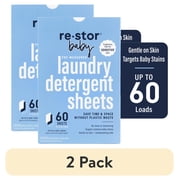 (2 pack) Restor Baby Laundry Detergent Sheets 60 Pack 60 Washes (Unscented)