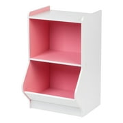 IRIS USA, 2-Tier Storage and Organization Shelf, White/Pink