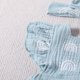 thumbnail image 4 of Gibobby Mameluco para niña Conjunto de diademas para recién nacidos sin espalda con estampado de arcoíris y mangas voladoras para niñas pequeñas(Azul, 3-6 Meses), 4 of 5