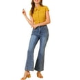 thumbnail image 2 of INSPIRE CHIC Women's Vintage Short Sleeve Tops Button Up Polka Dots Shirt XS Yellow, 2 of 7