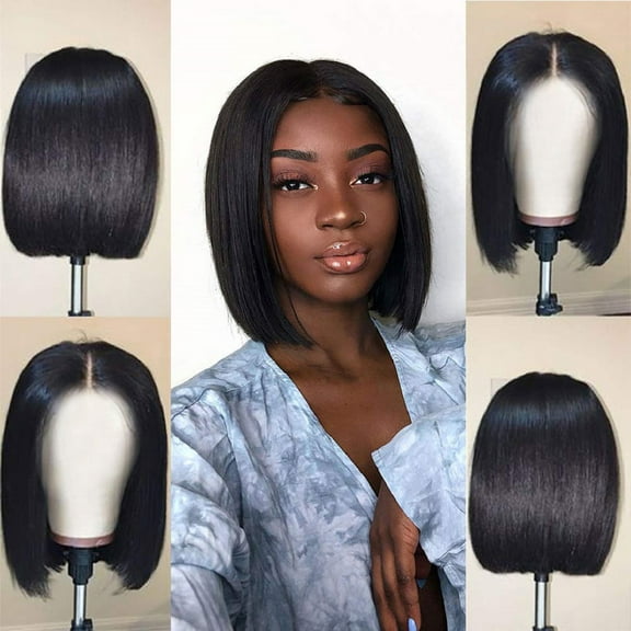 Women's Fashion Wig Black Synthetic Hair Long Wigs Wave Straight Wig 45CM