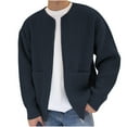 thumbnail image 5 of APEXFWDT Men's Big and Tall Full Zip Cardigan Sweaters Relaxed Collarless Long Sleeve Ribbed Sweater Casual Fall Cardigan Jacket with Pockets, 5 of 8