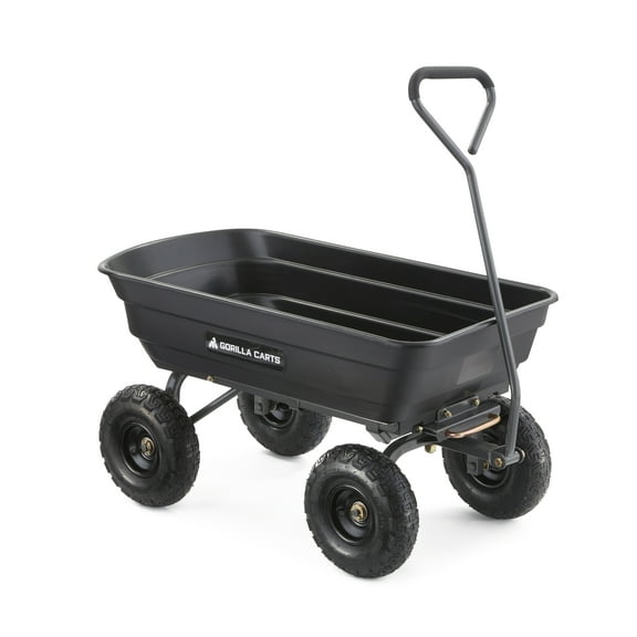 Gorilla Carts GOR4PS 600-lb. Poly Garden Dump Cart with 10" Tires