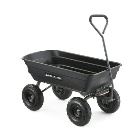 Gorilla Carts GOR4PS 600-lb. Poly Garden Dump Cart with 10" Tires