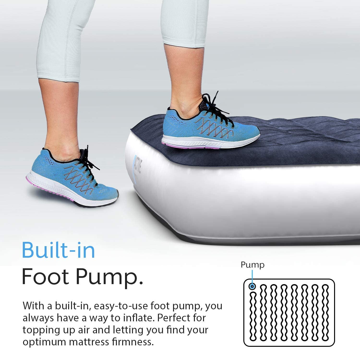 Active Era Luxury Camping Air Mattress with Built in Pump - Queen Air Mattress with USB Rechargeable Pump, Integrated Pillow, Travel Bag - 9" Air Mattress for Tent Camping