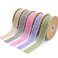 thumbnail image 4 of Roll of 10 Yards Linen Ribbon Festive Gift Wavy Brim Packing Ribbon DIY Fresh Flower Wrapping Accessories for Party Home Office (Green), 4 of 6