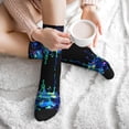 thumbnail image 7 of Unisex Blue Neon Paint Splatter Novelty Ankle Socks Colorful ComfortSoft Lightweight Sports Athletic Socks, 7 of 7