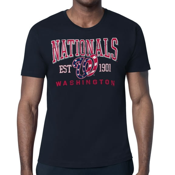 Men's-Starter  Navy Washington Nationals Distressed Logo T-Shirt
