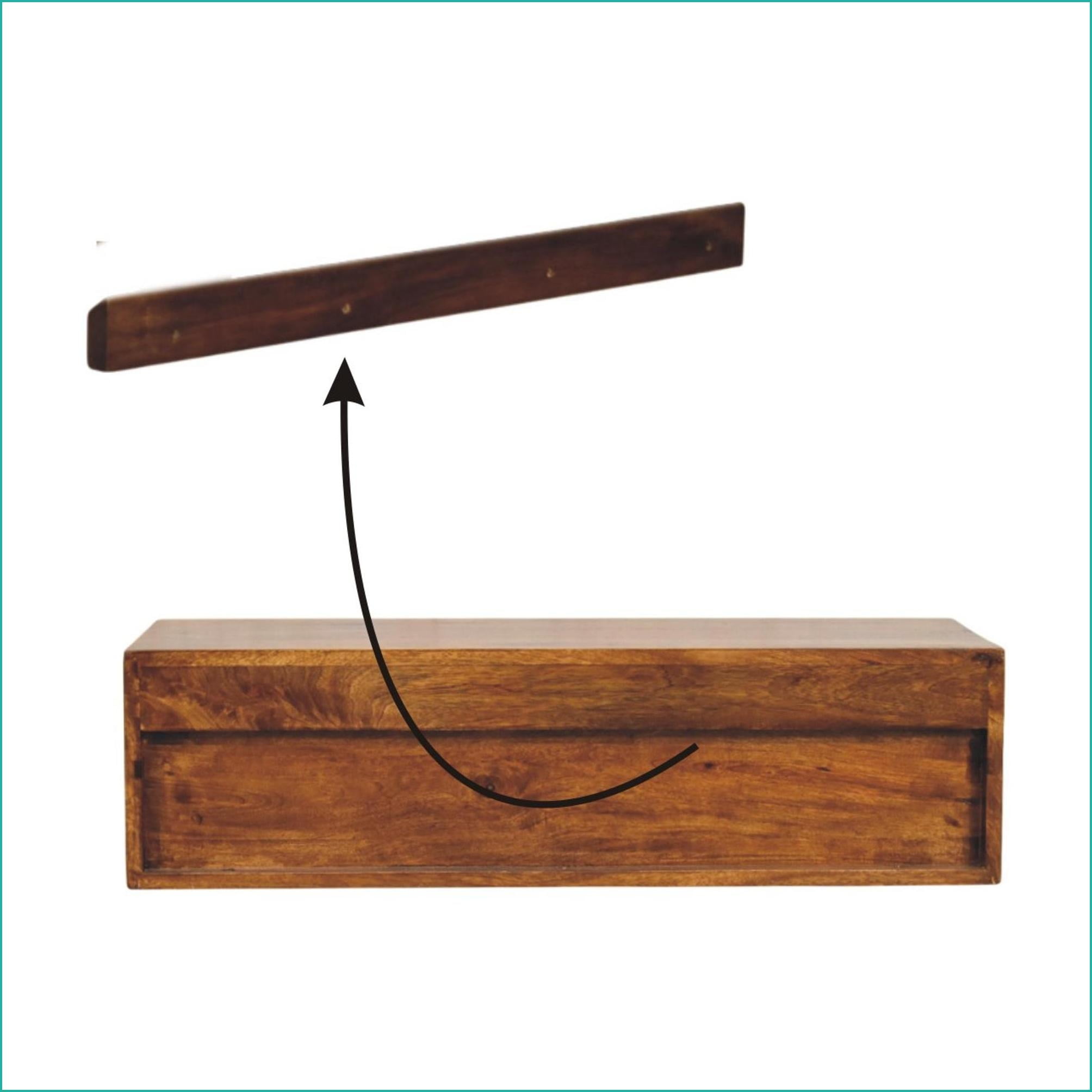 Modern Chestnut Solid Mango Wood 2-Drawer Wall-Mounted Media Unit | Solid Wood | TV Furniture 39 inches or less