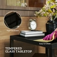 thumbnail image 4 of Outsunny Table Basse d'Extérieur en Rotin de 23,6 Pouces, Table d'Appoint avec Dessus en Verre, Noir, 4 of 10