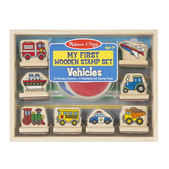 Melissa & Doug Vehicles Stamp Sets with 2 Washable Ink Stamp Pads (8 Count)